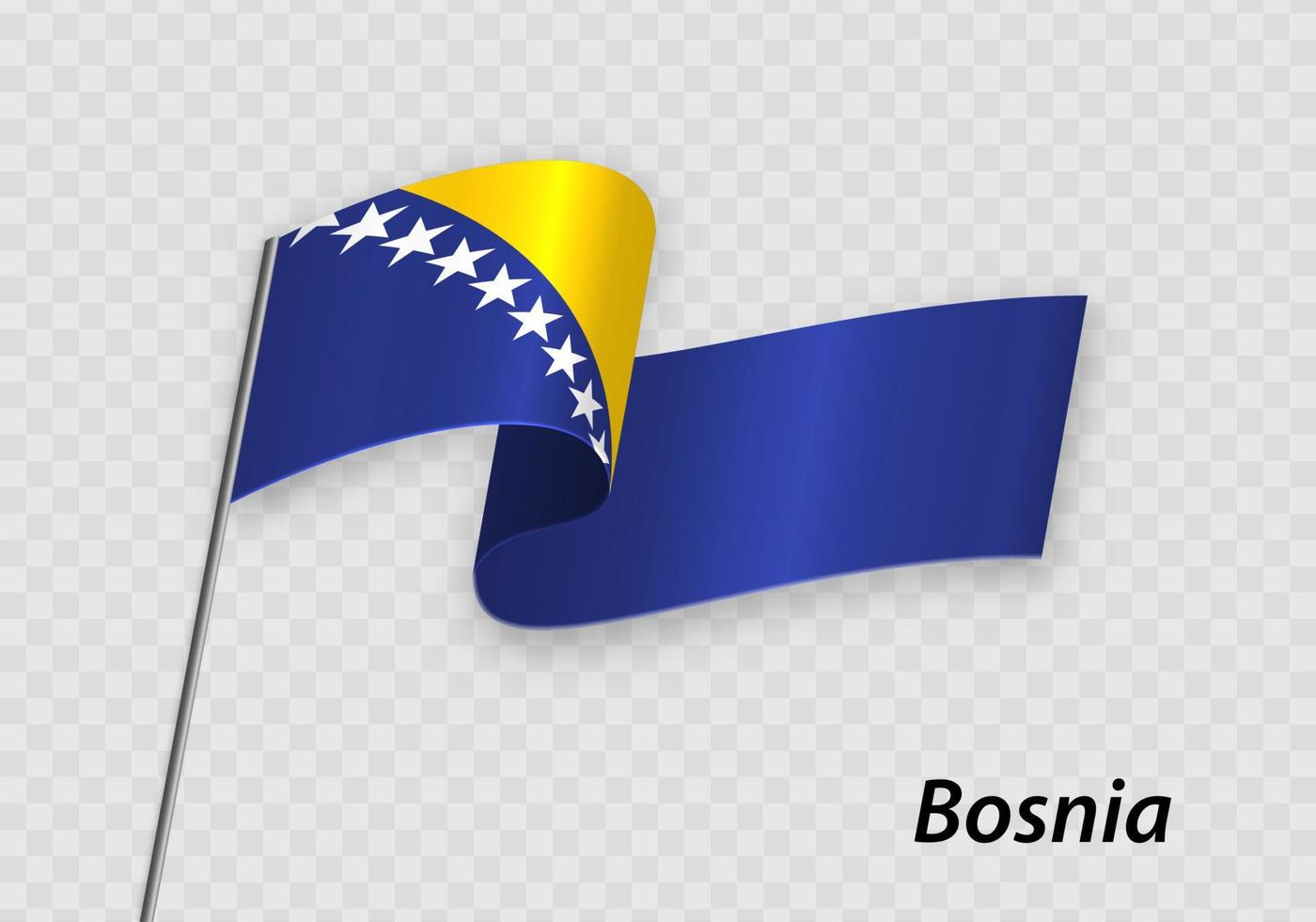 ondeando la bandera de bosnia en el asta de la bandera. plantilla para el día de la independencia vector