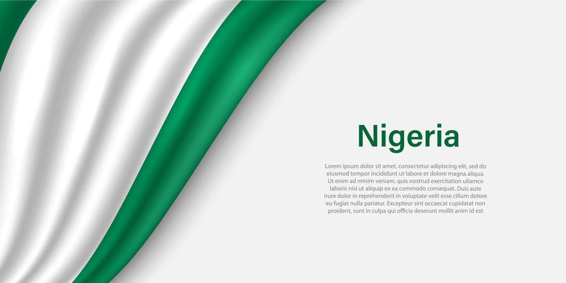 Wave flag of Nigeria on white background. vector