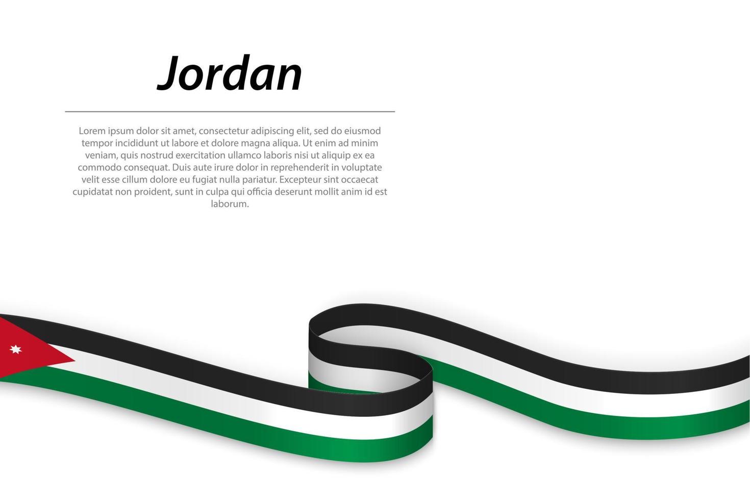 Waving ribbon or banner with flag of Jordan vector