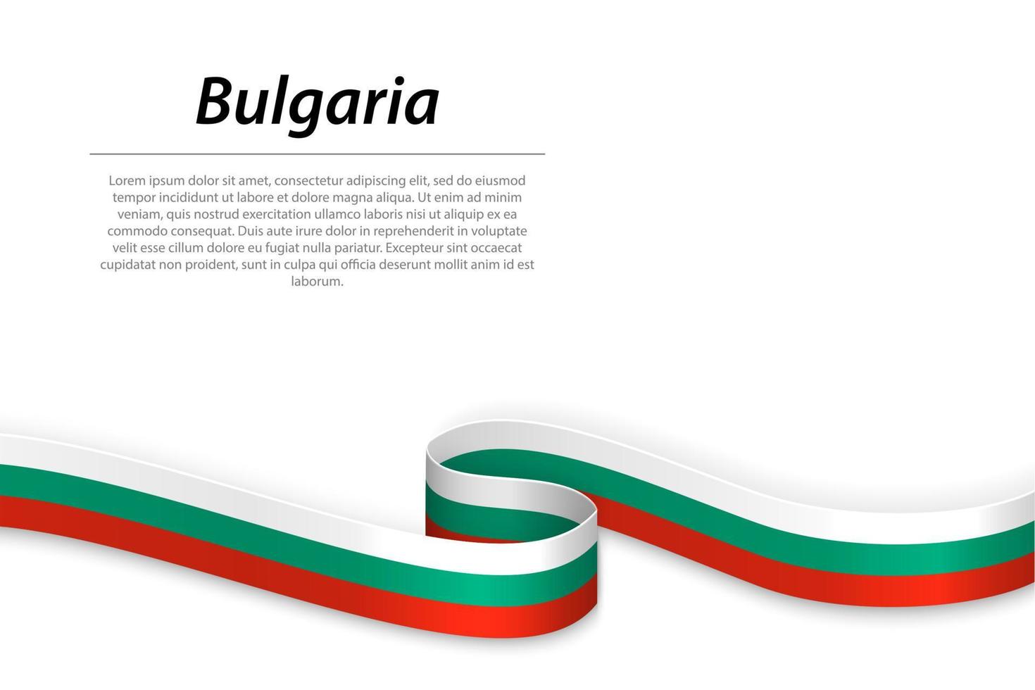 Waving ribbon or banner with flag of Bulgaria. Template for independence day vector