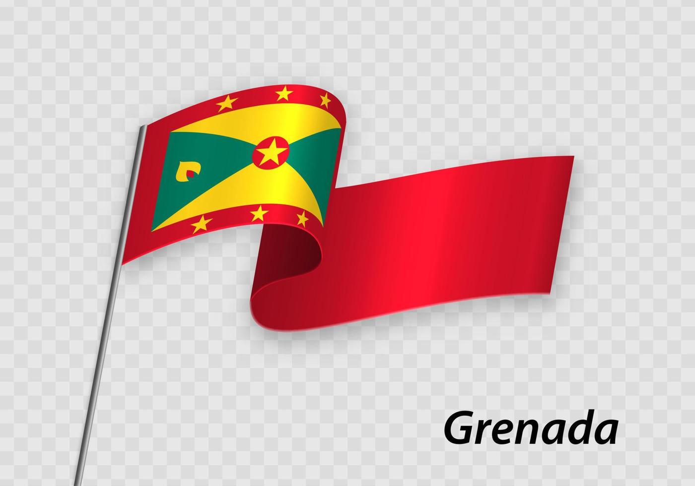 Waving flag of Grenada on flagpole. Template for independence day vector