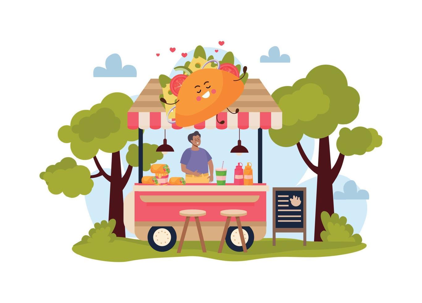 Taco Eatery Cartoon Background vector