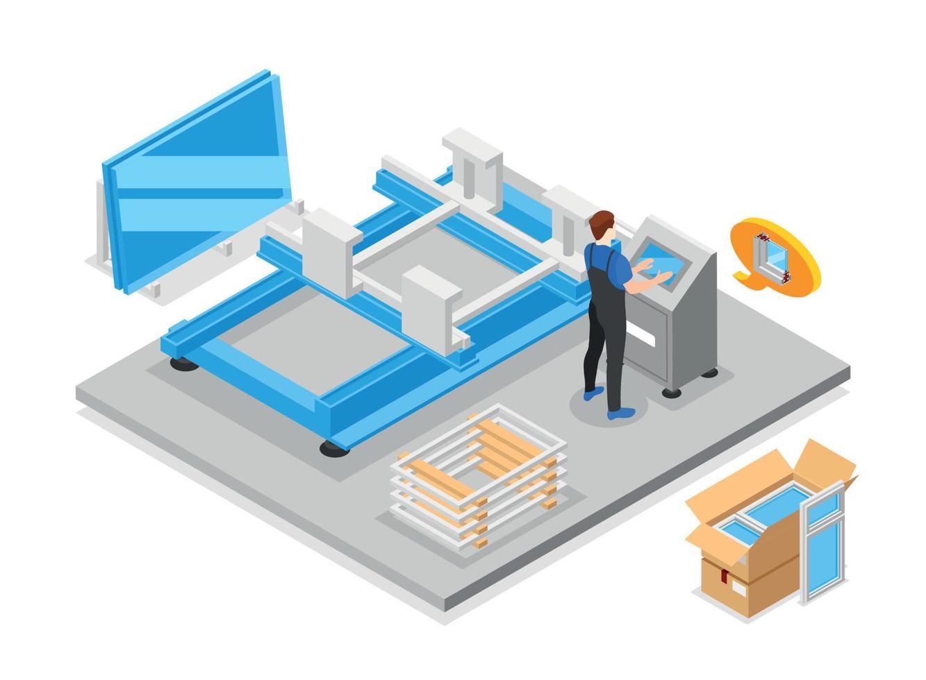 Plastic Windows Isometric Composition vector