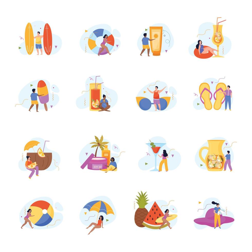 Relax And Chill Flat Icons vector