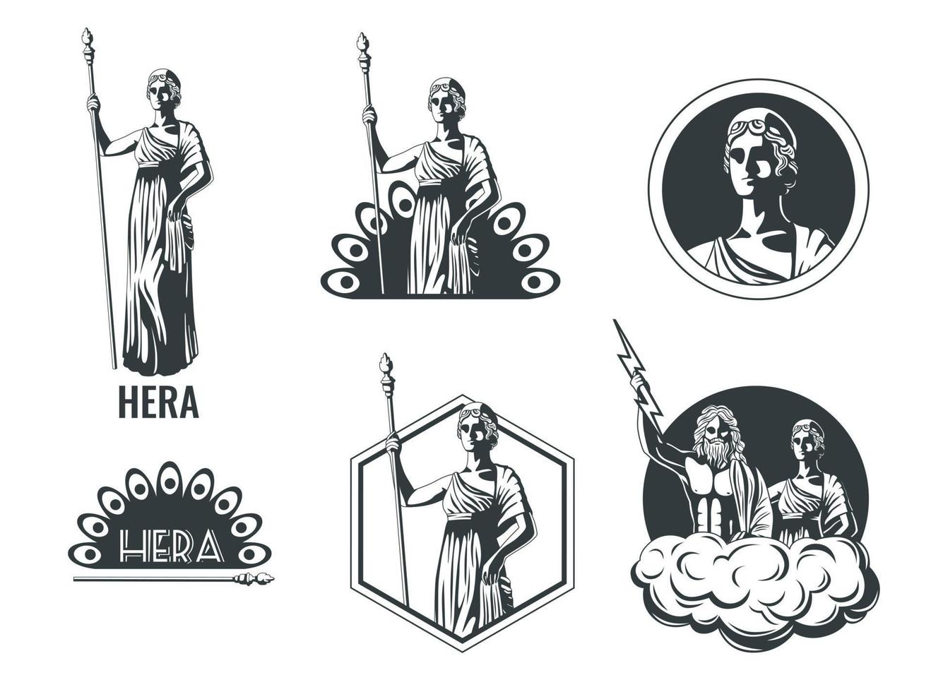 Greek Goddess Hera Emblems vector