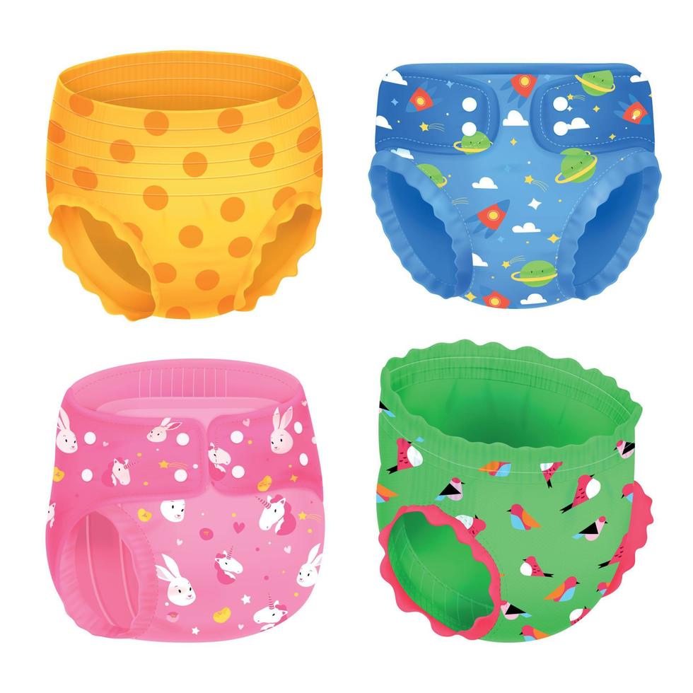 Realistic Diapers Set vector