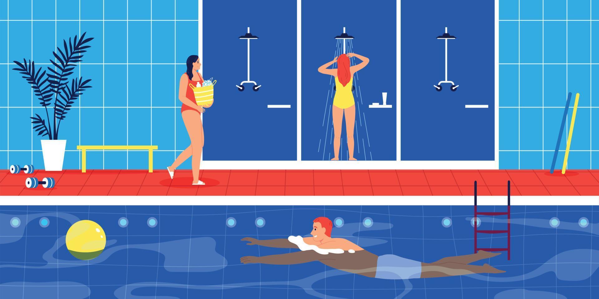 plano nadando piscina ilustración vector