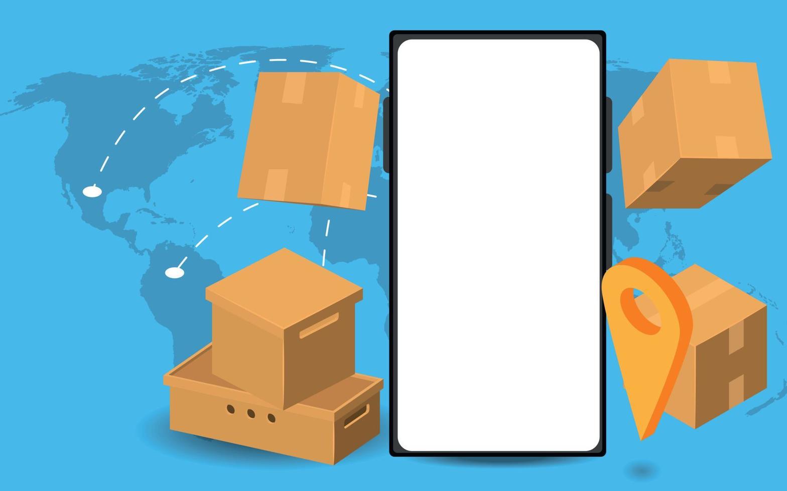 cajas en todo el mundo entrega composición vector