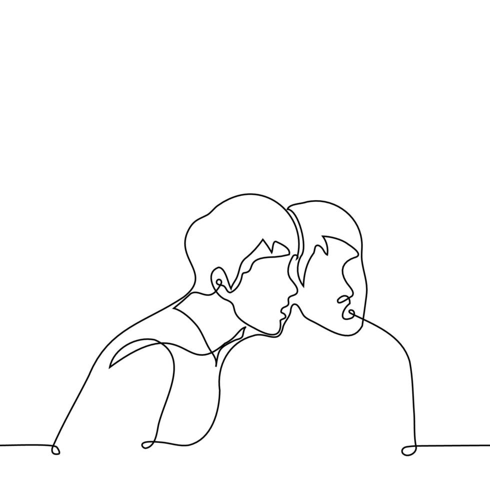 men leaned over and looked with surprise at something small or at something through a narrow space - one line drawing vector. concept watch, observe, peep vector