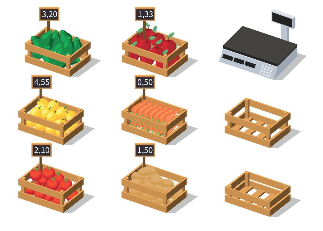 Fruits Pallet Boxes Set vector