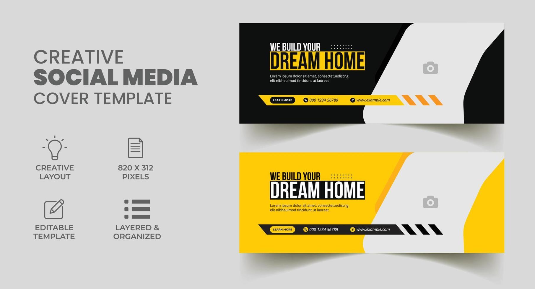 construction social media post and web banner template for digital marketing. handyman home repair ad design layout template. vector