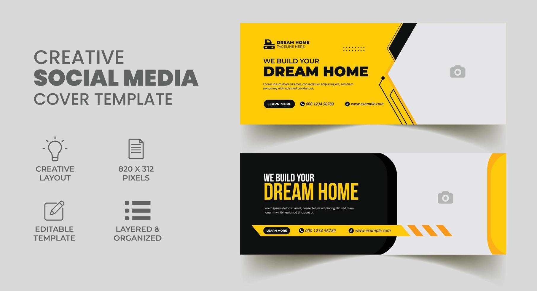construction social media post and web banner template for digital marketing. handyman home repair ad design layout template. vector