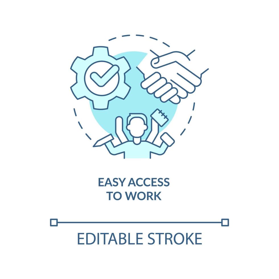Easy access to work turquoise concept icon. Employment. Advantage of formal education abstract idea thin line illustration. Isolated outline drawing. Editable stroke vector