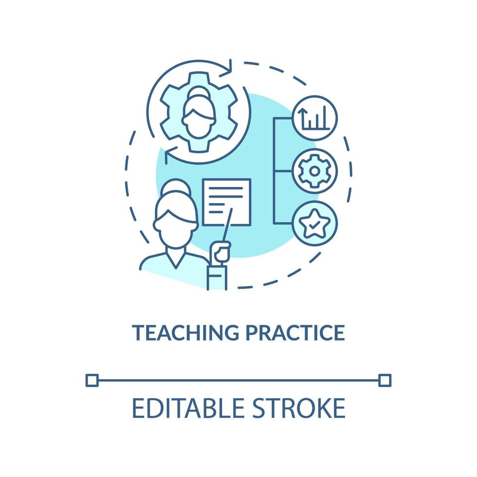 Teaching practice turquoise concept icon. Advantage of non formal education abstract idea thin line illustration. Isolated outline drawing. Editable stroke vector