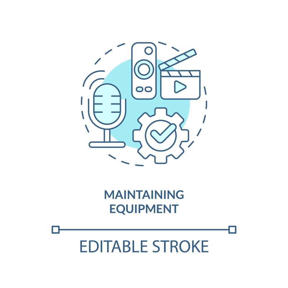 Equipment maintenance turquoise concept icon. Broadcast quality. Blog production abstract idea thin line illustration. Isolated outline drawing. Editable stroke vector
