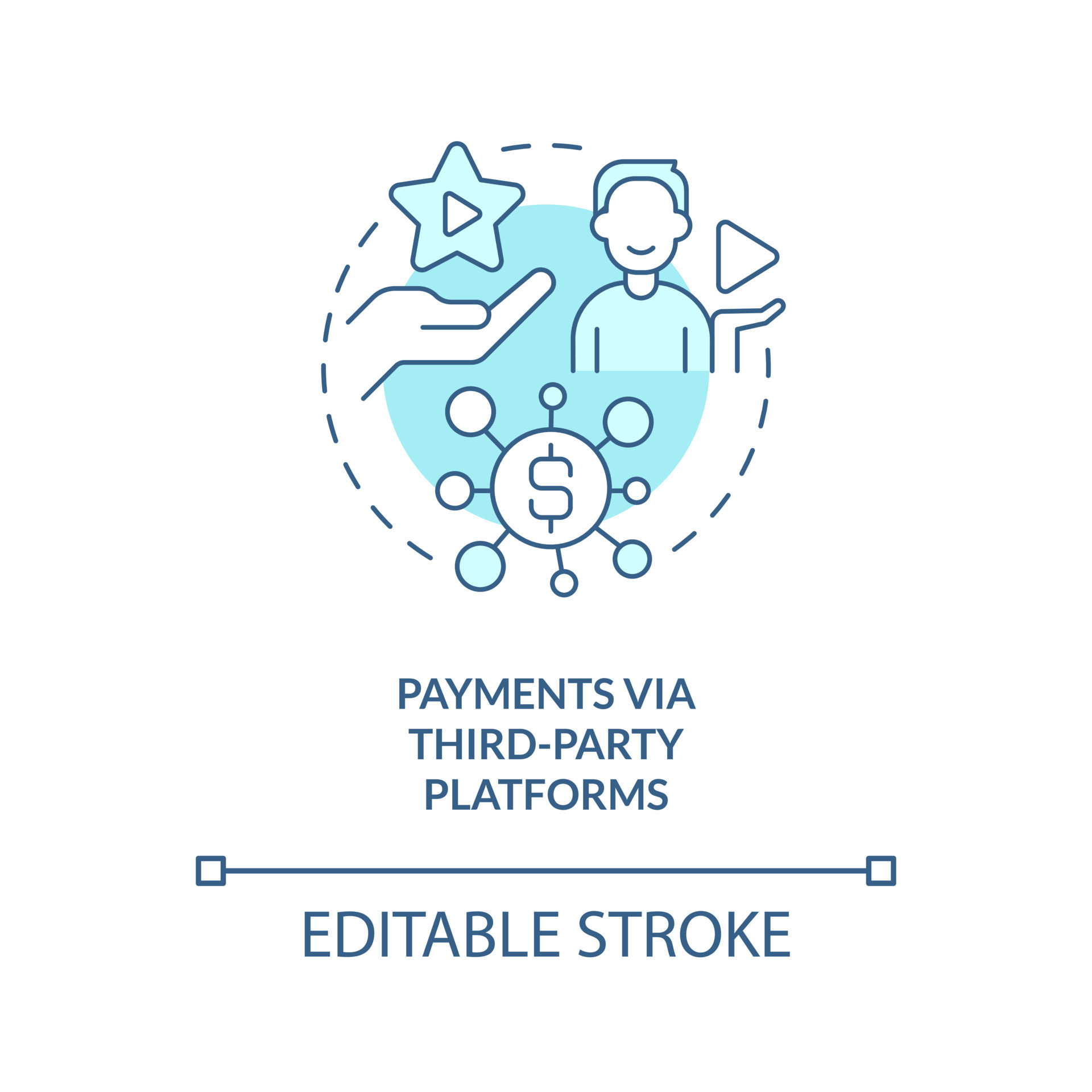 Payments via third party platforms turquoise concept icon. Streamer