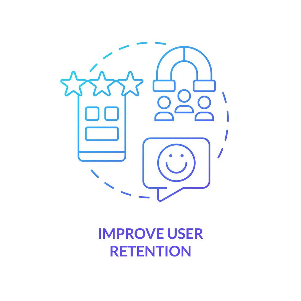 Improve user retention blue gradient concept icon. Customer relationship. Power of familiarity in UX design abstract idea thin line illustration. Isolated outline drawing vector