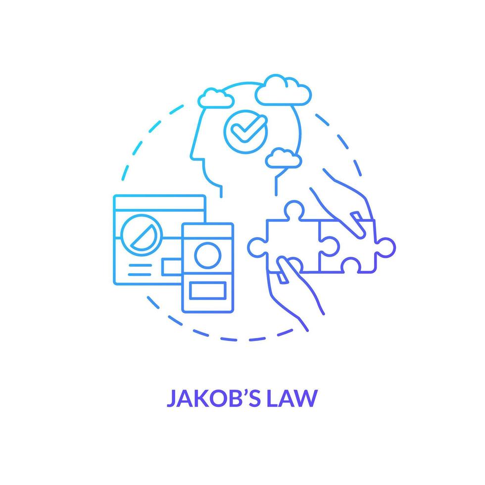 Jakob Nielsen law blue gradient concept icon. Internet user experience. Mental model. Psychology in UX design abstract idea thin line illustration. Isolated outline drawing vector