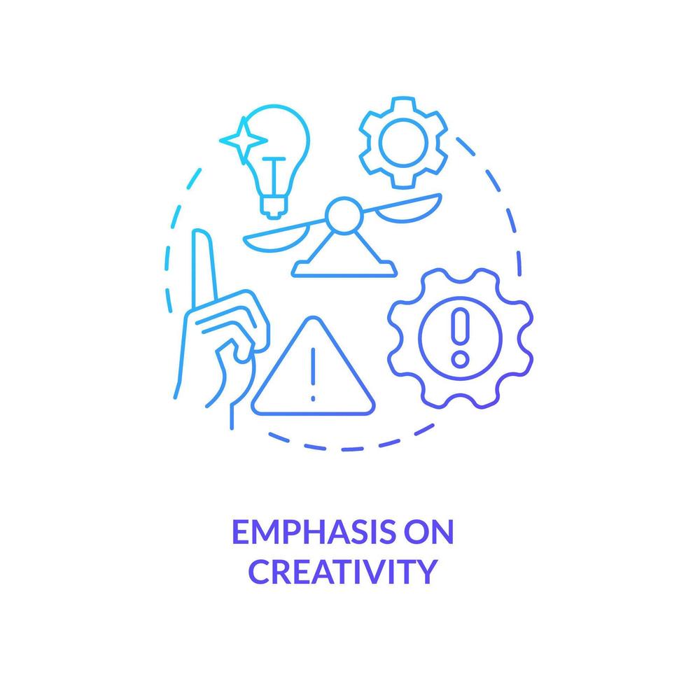 Emphasis on creativity blue gradient concept icon. Digital product development. UI UX design issue abstract idea thin line illustration. Isolated outline drawing vector