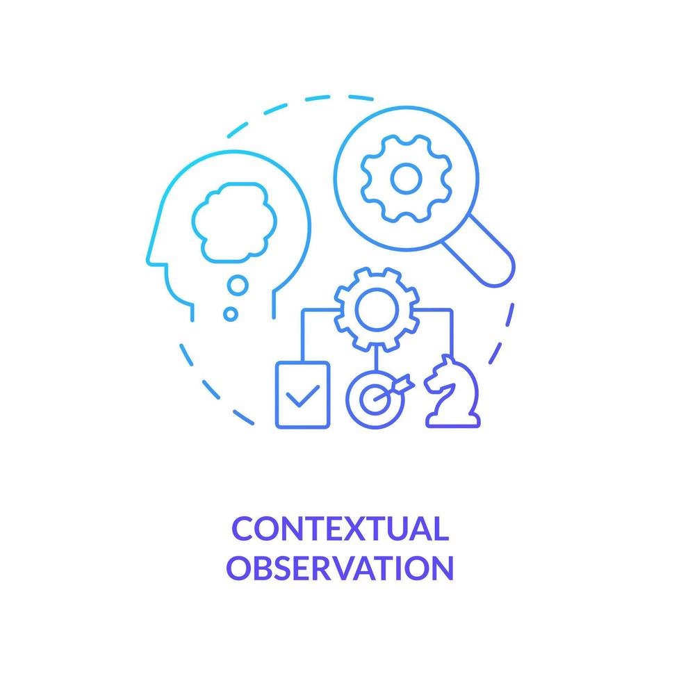 Contextual observation blue gradient concept icon. UX research. Mental model in user experience design abstract idea thin line illustration. Isolated outline drawing vector