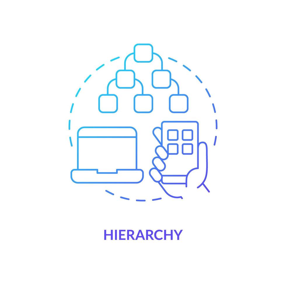 Hierarchy blue gradient concept icon. App usability. Fundamental principle. User experience design rule abstract idea thin line illustration. Isolated outline drawing vector