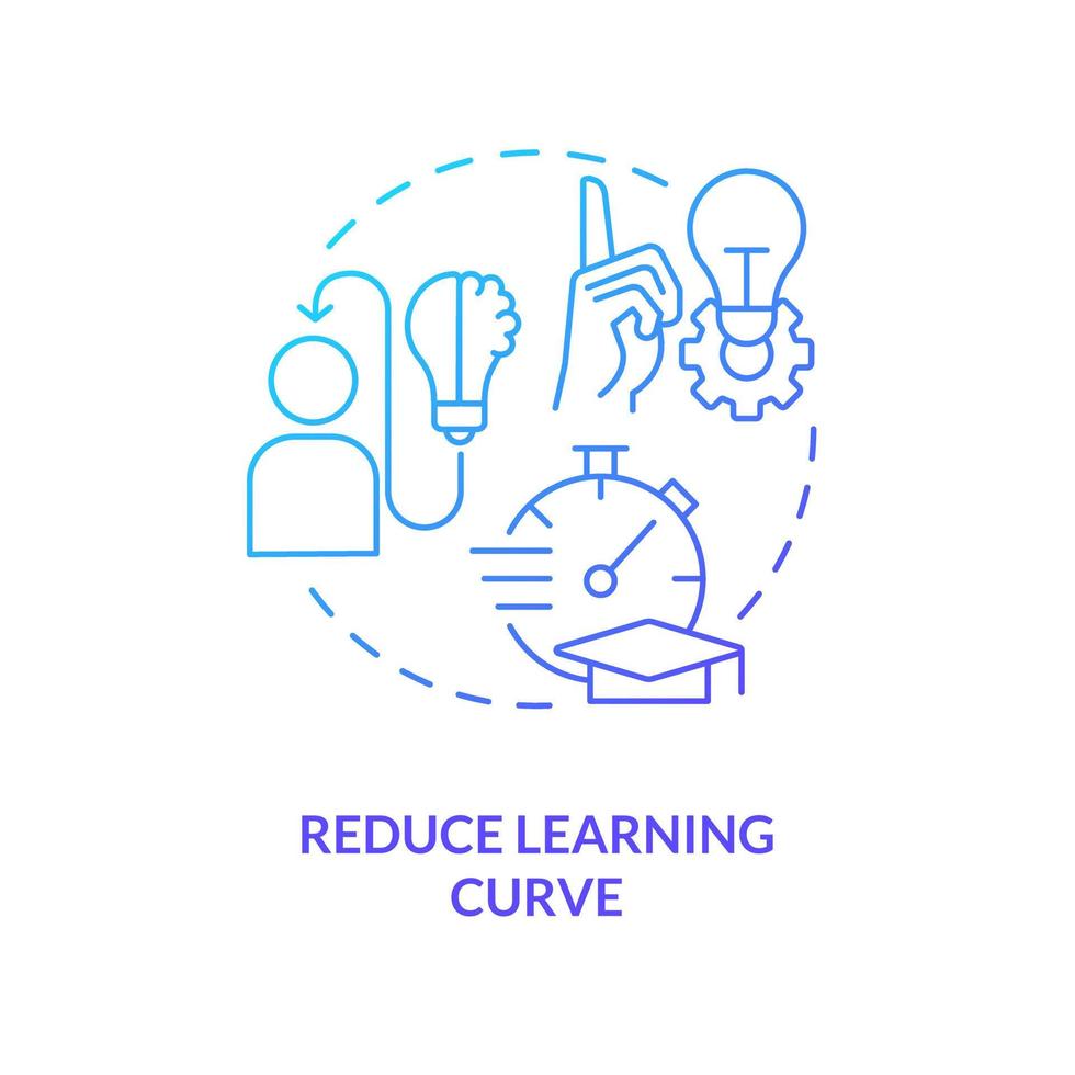 Reduce learning curve blue gradient concept icon. Power of familiarity in user experience design abstract idea thin line illustration. Isolated outline drawing vector