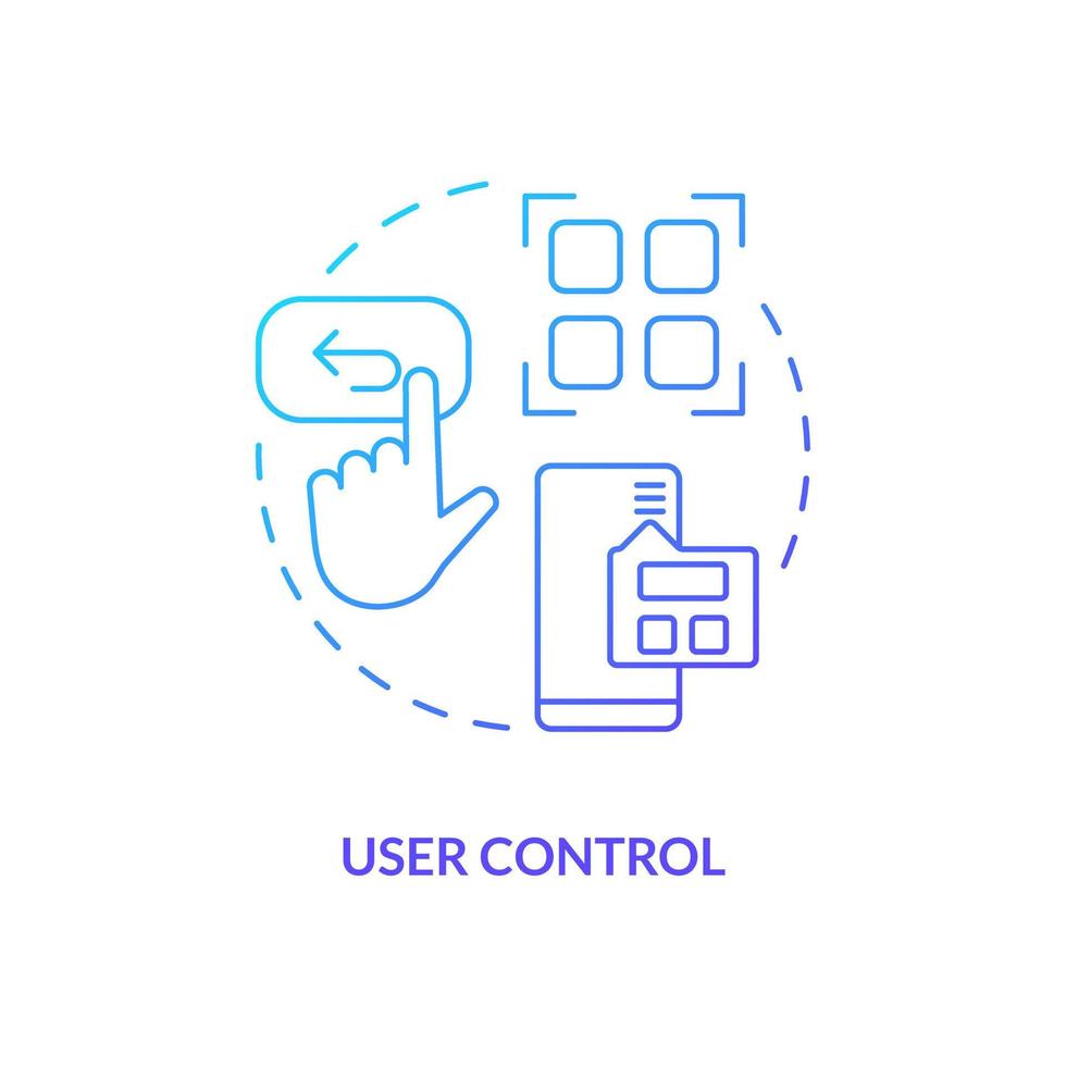 User control blue gradient concept icon. UI pattern. Usability heuristic. Web development. UX design rule abstract idea thin line illustration. Isolated outline drawing vector