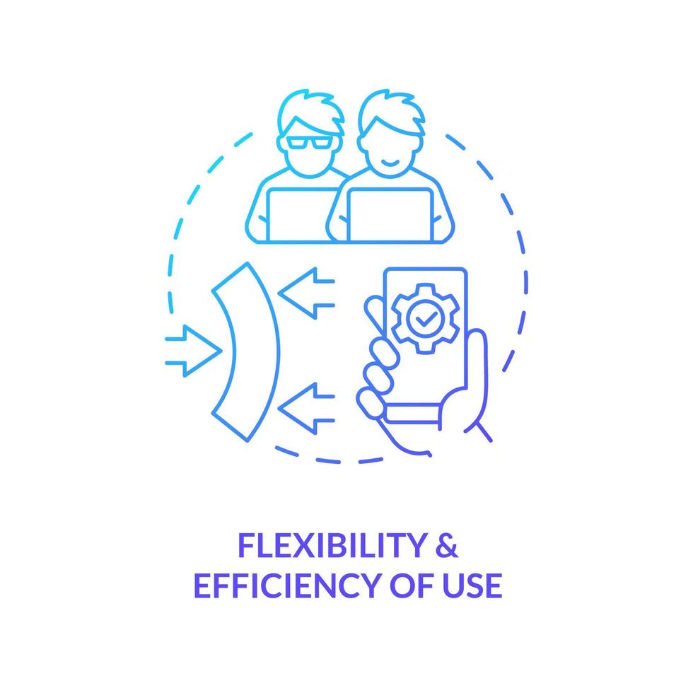 Flexibility and efficiency of use blue gradient concept icon. Usability heuristic. UX design fundamental abstract idea thin line illustration. Isolated outline drawing vector