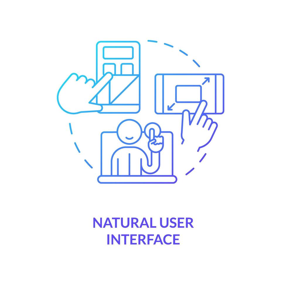 Natural user interface blue gradient concept icon. Human computer interaction. Mental model in UX design abstract idea thin line illustration. Isolated outline drawing vector