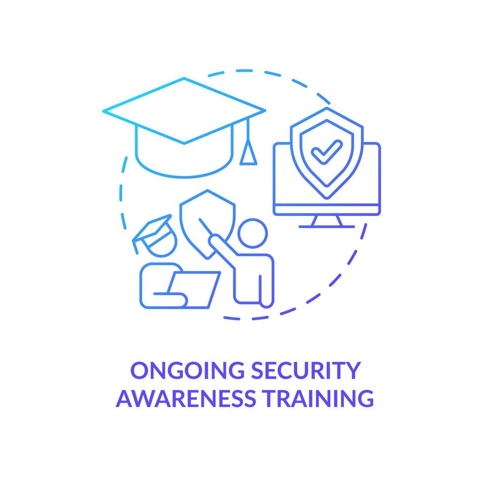 Ongoing security awareness training blue gradient concept icon. Cybercrime prevention. Reduce digital risk abstract idea thin line illustration. Isolated outline drawing vector