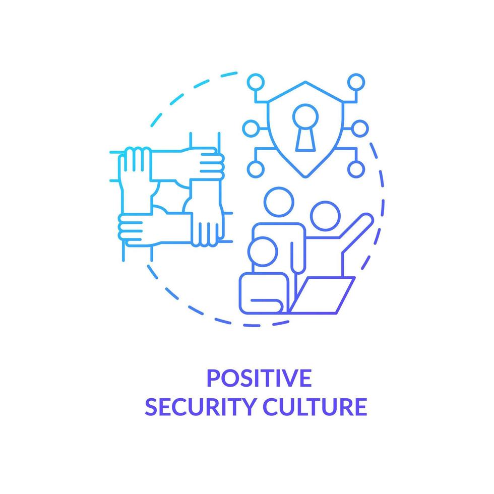Positive security culture blue gradient concept icon. Help cyber victims. Cybersecurity education abstract idea thin line illustration. Isolated outline drawing vector