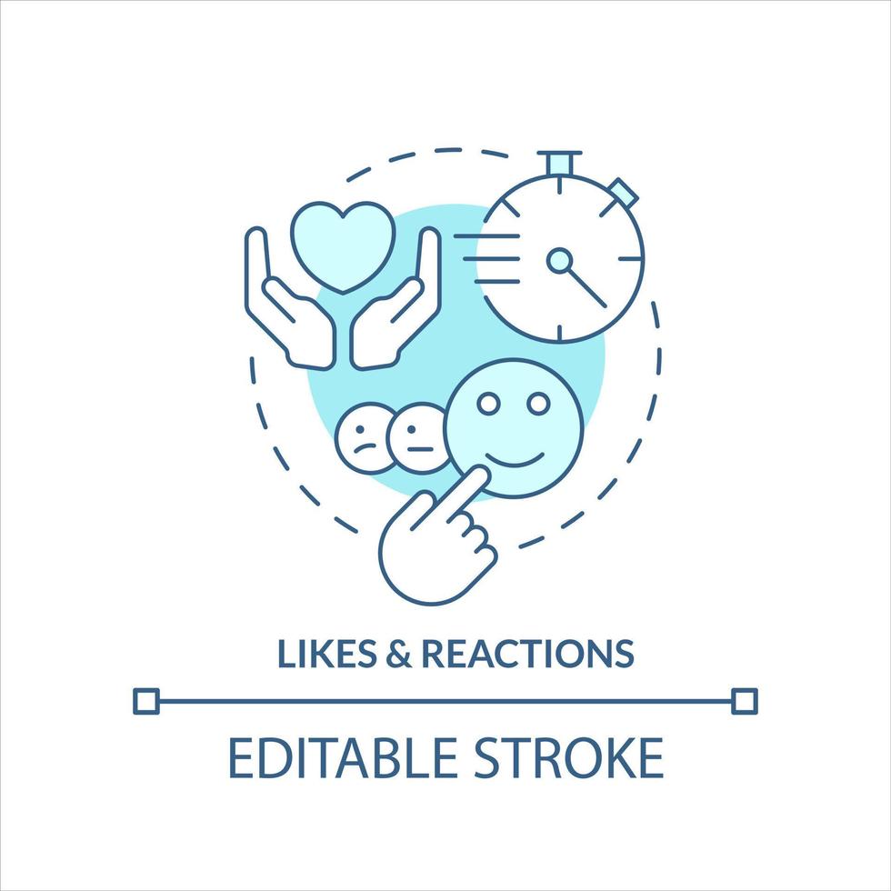 Likes and reaction turquoise concept icon. Social media interaction. Users activity abstract idea thin line illustration. Isolated outline drawing. Editable stroke vector