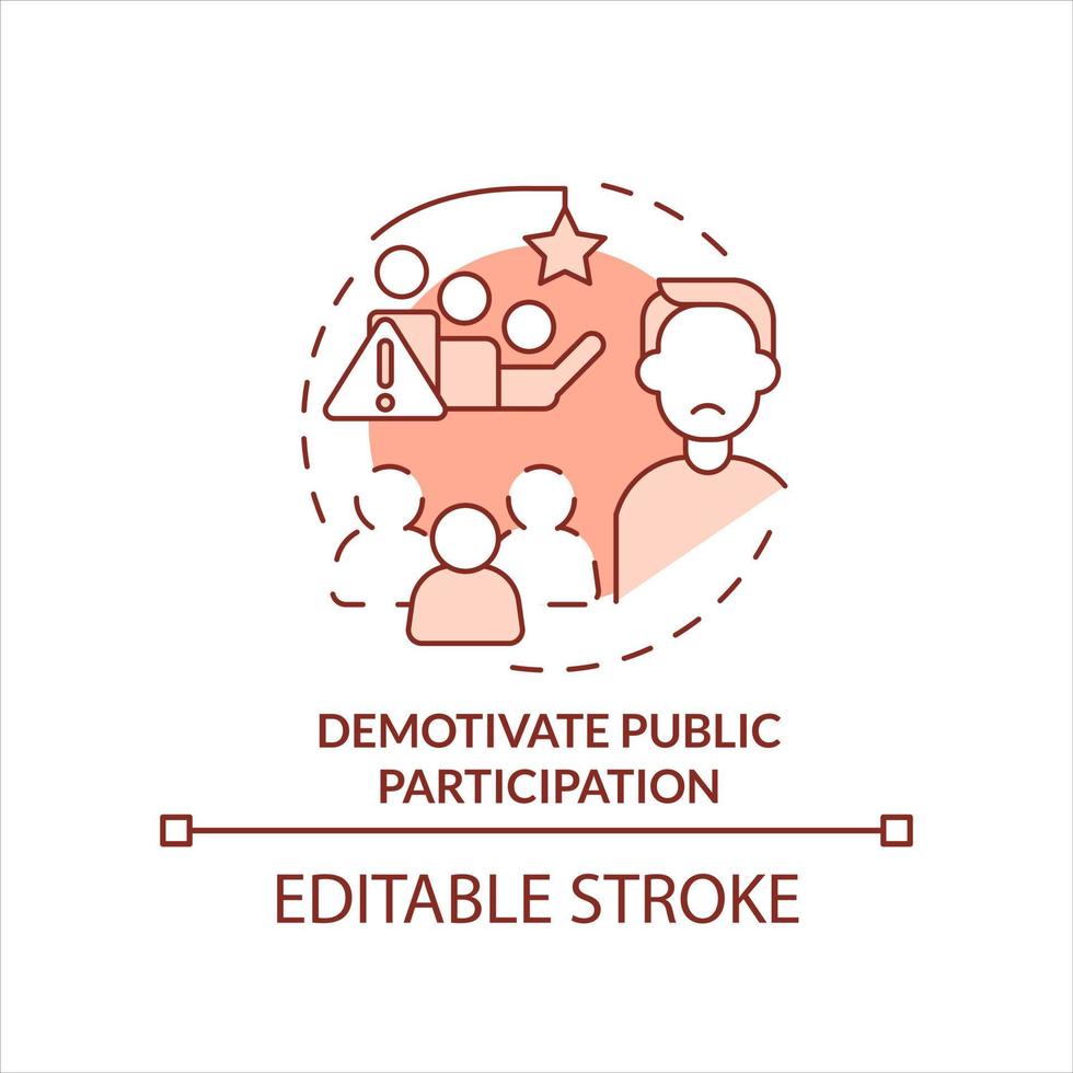 Demotivate public participation terracotta concept icon. Low social activity abstract idea thin line illustration. Isolated outline drawing. Editable stroke vector