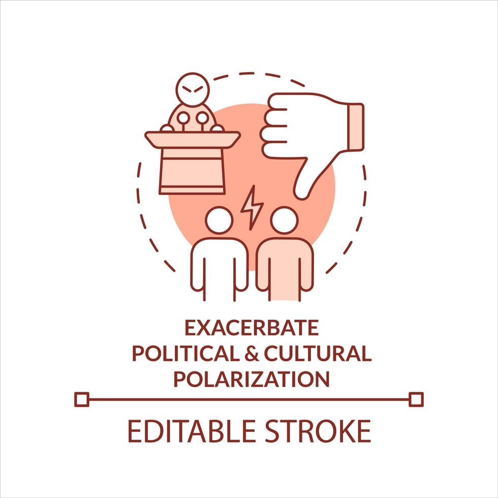 Exacerbate political, cultural polarization terracotta concept icon. Splatted society abstract idea thin line illustration. Isolated outline drawing. Editable stroke vector