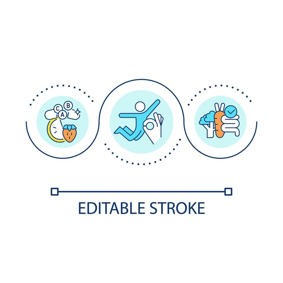 Healthy nutrition habit loop concept icon. Vitamin rich food. Care for dieting. Enhance wellbeing abstract idea thin line illustration. Isolated outline drawing. Editable stroke vector