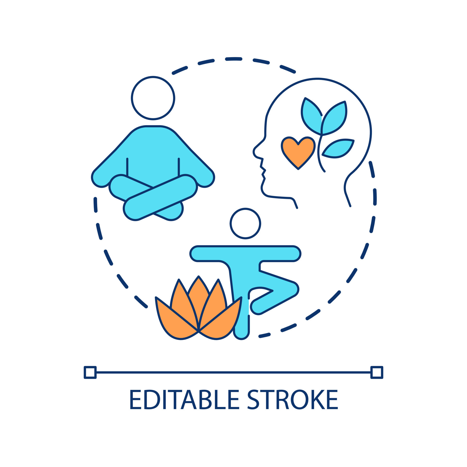 Yoga practice concept icon. Care of yourself. Meditation activities