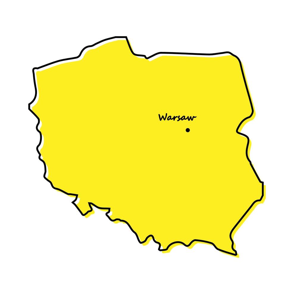 Simple outline map of Poland with capital location vector