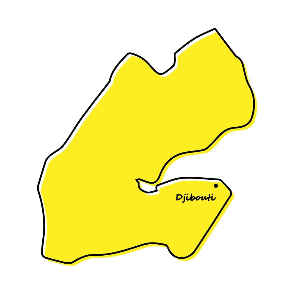 sencillo contorno mapa de djibouti con capital ubicación vector