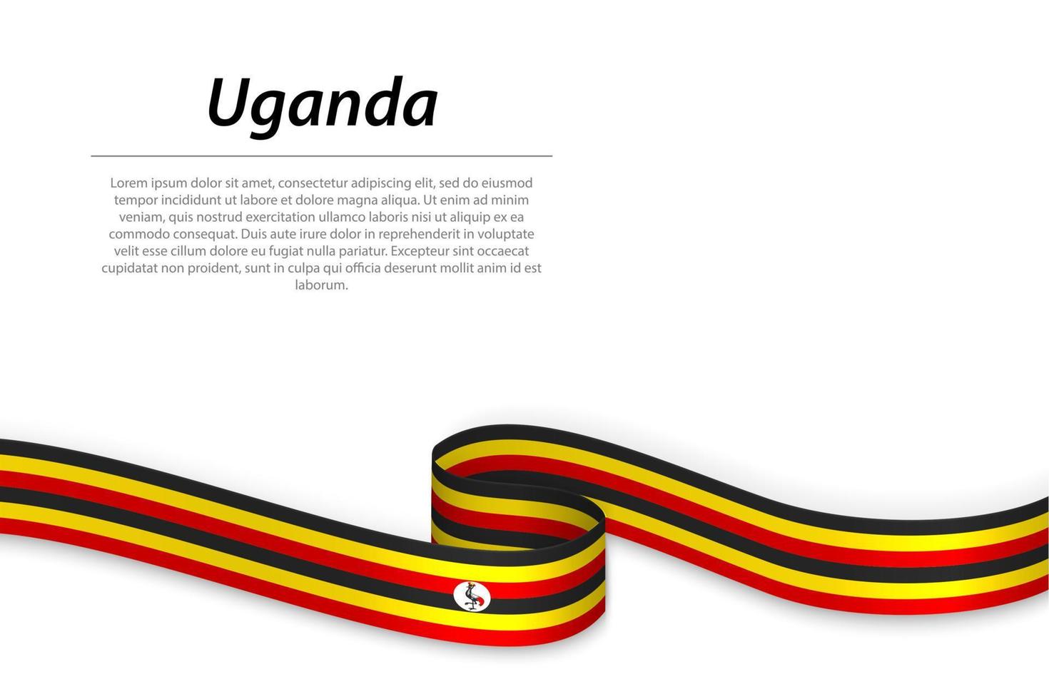 Waving ribbon or banner with flag of Uganda vector