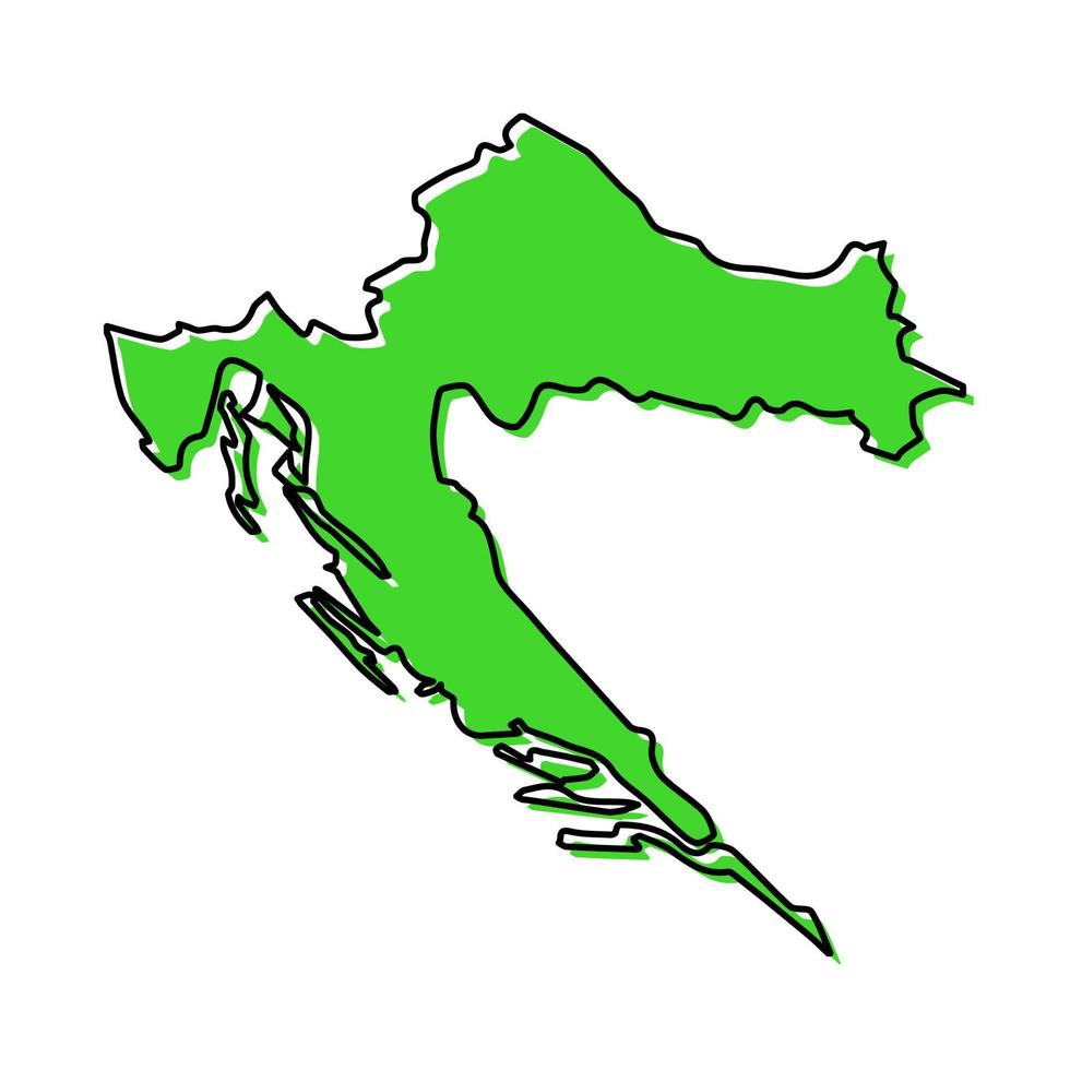 Simple outline map of Croatia. Stylized line design vector