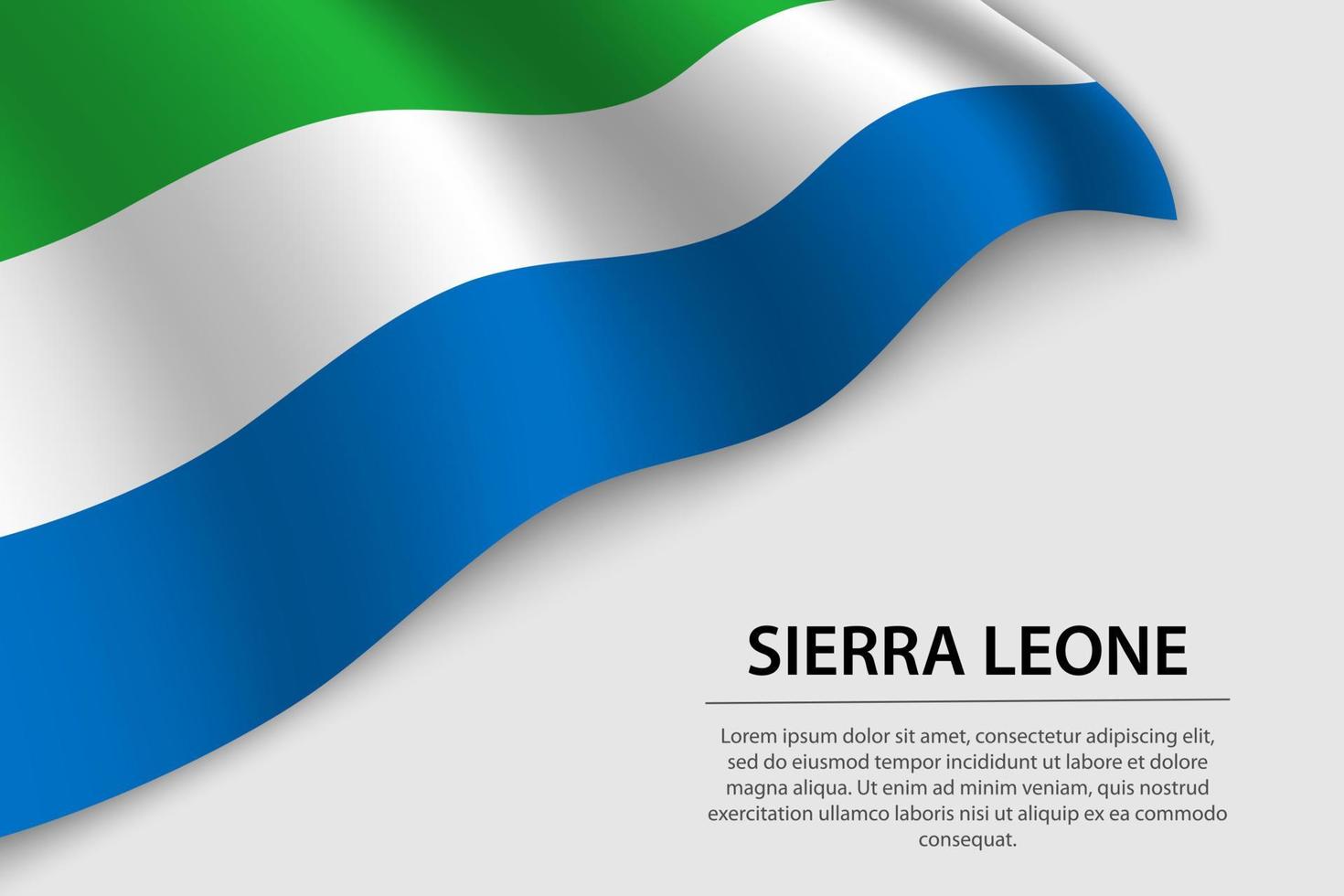 Wave flag of Sierra Leone on white background. Banner or ribbon vector