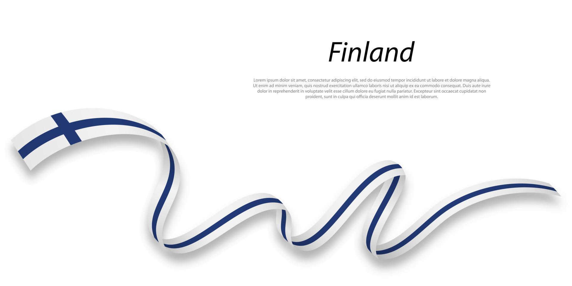 Waving ribbon or banner with flag of Finland. vector