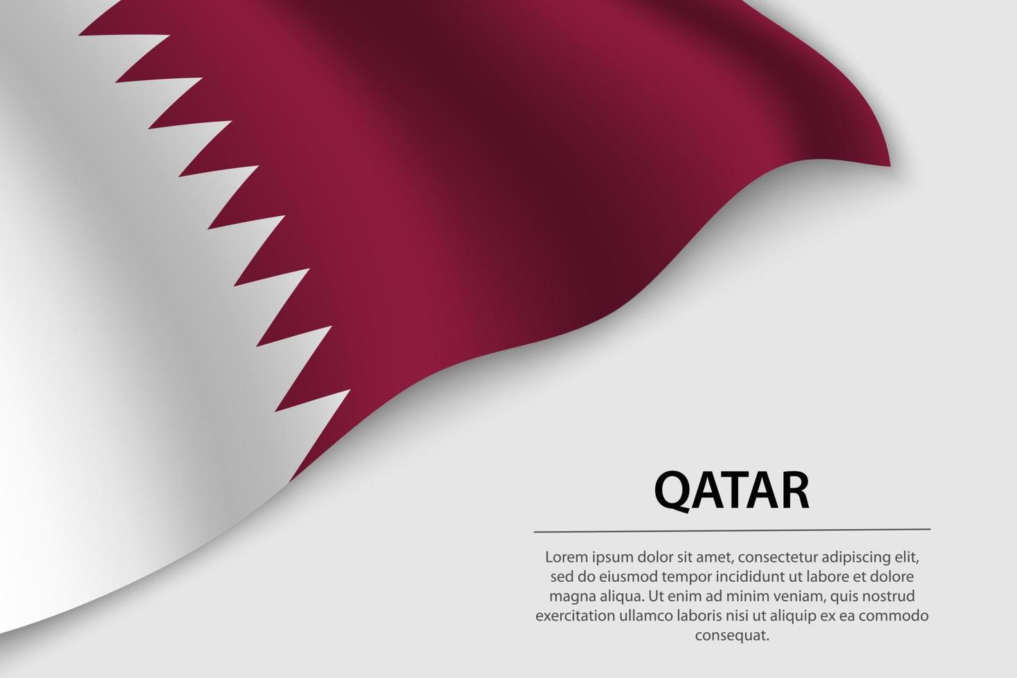 Wave flag of Qatar on white background. Banner or ribbon vector