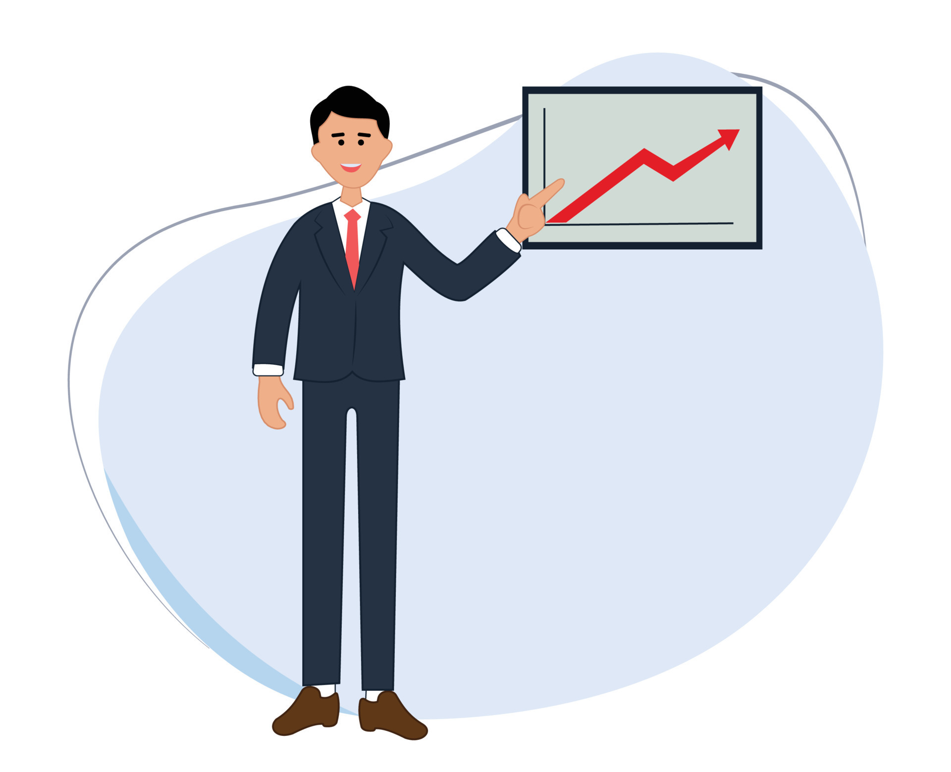 businessman doing presentation chart. businessman showing increasing ...