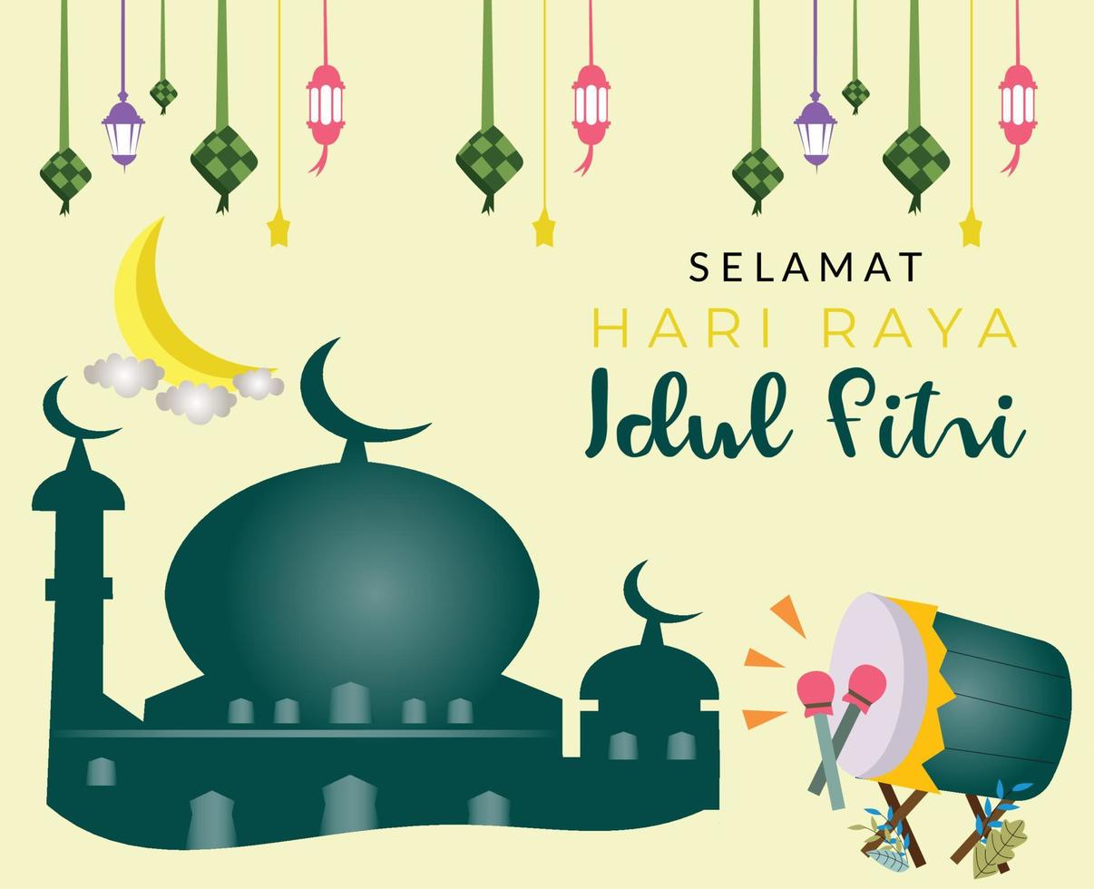 happy eid ul fitr celebration. eid al fitr illustration. idul fitri vector