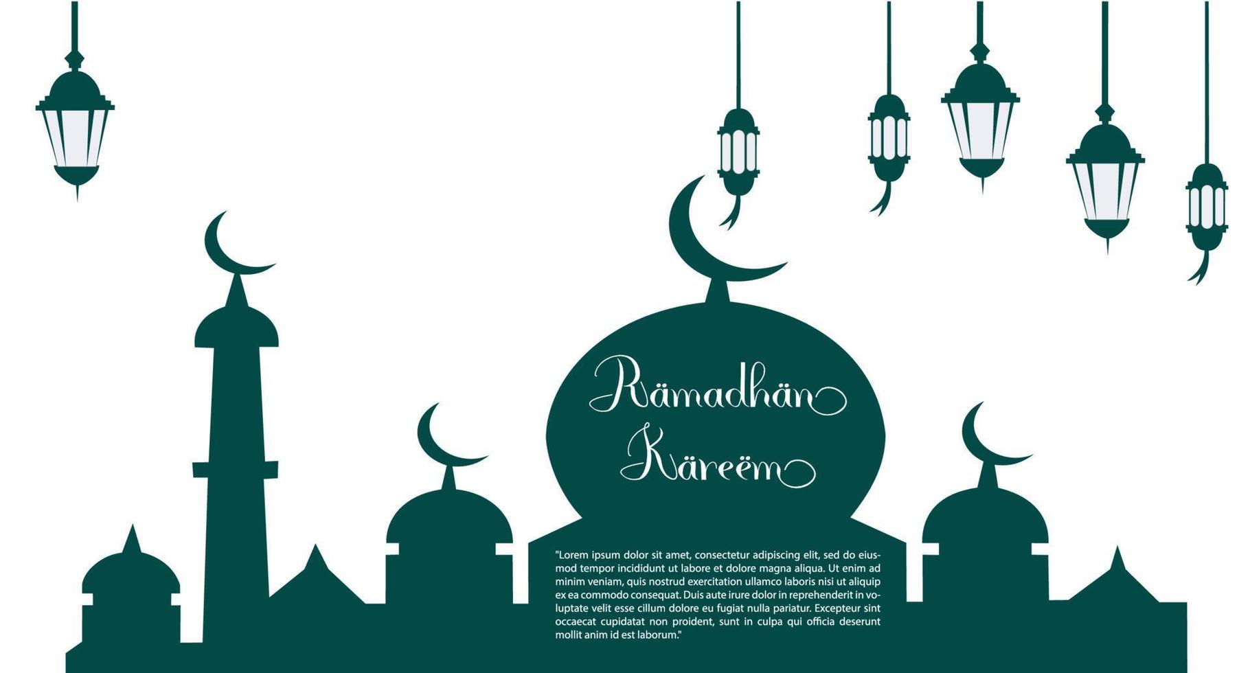 Ramadán kareem saludo antecedentes diseño con mezquita ilustración vector