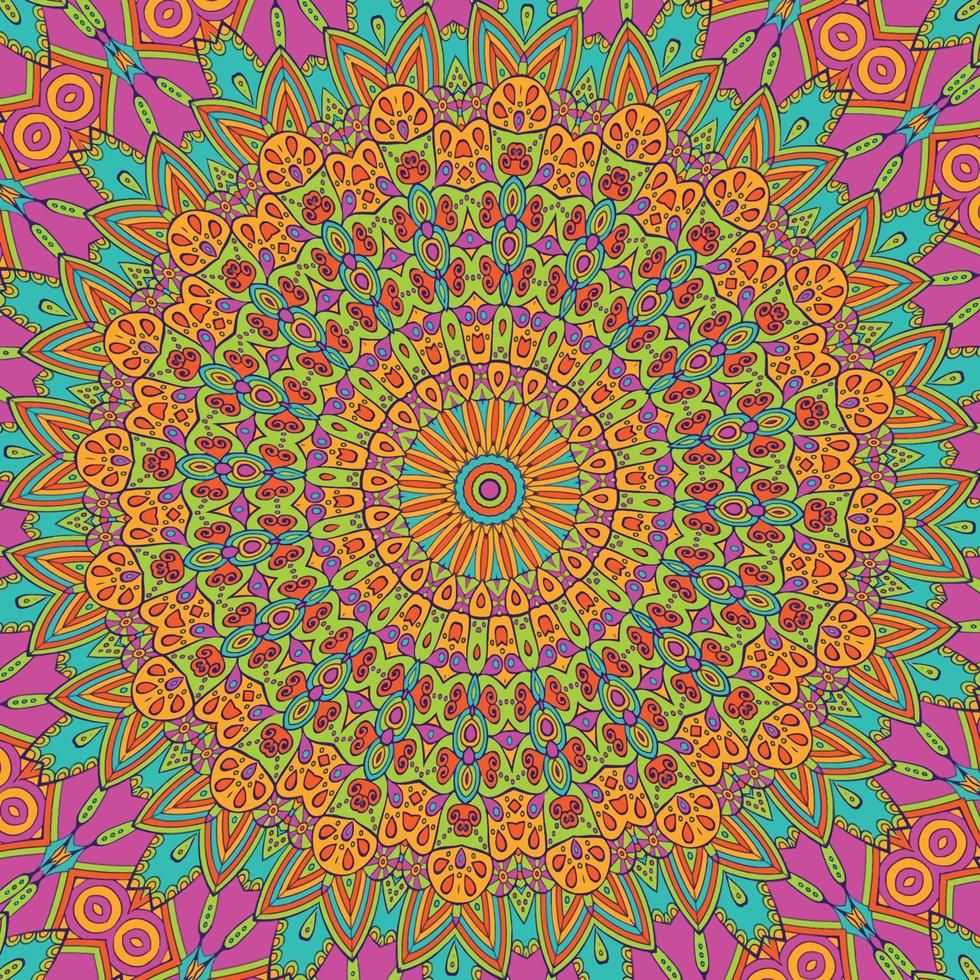 A colorful mandala with a floral pattern vector