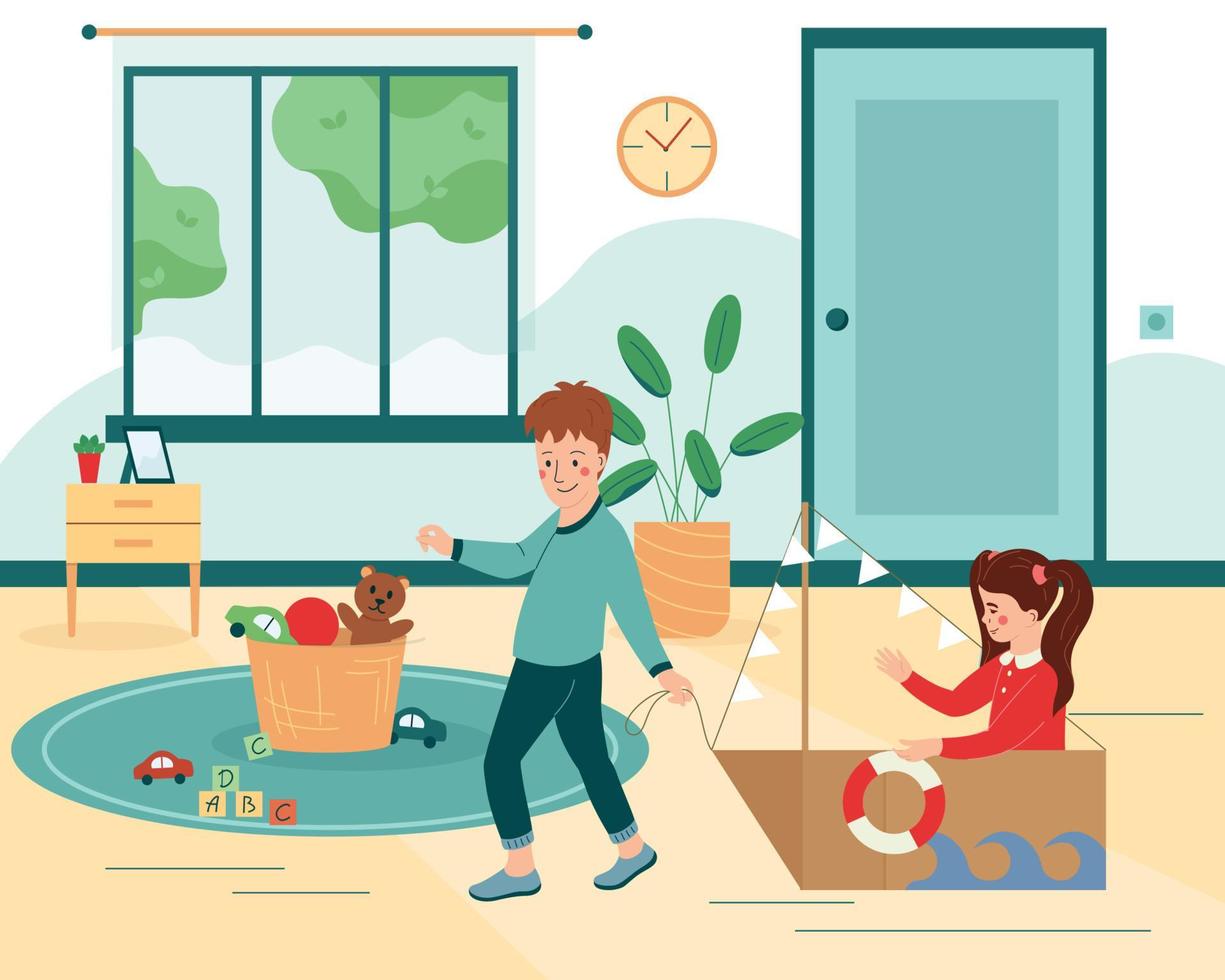 Kids Cardboard Toys vector