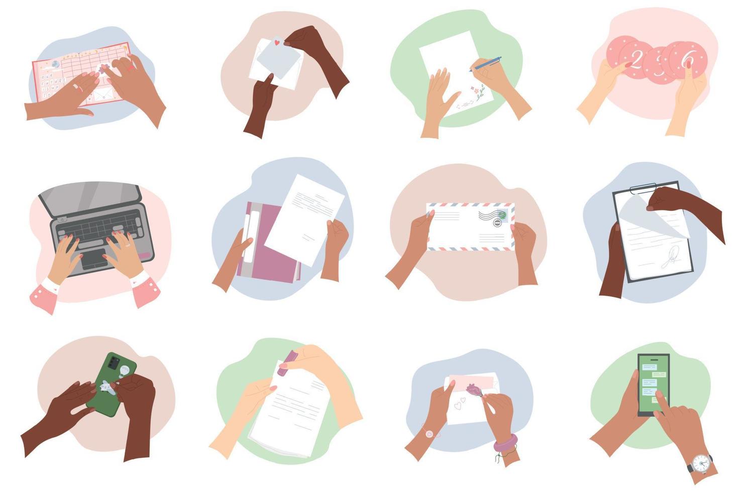 Hands Flat Icons Set vector