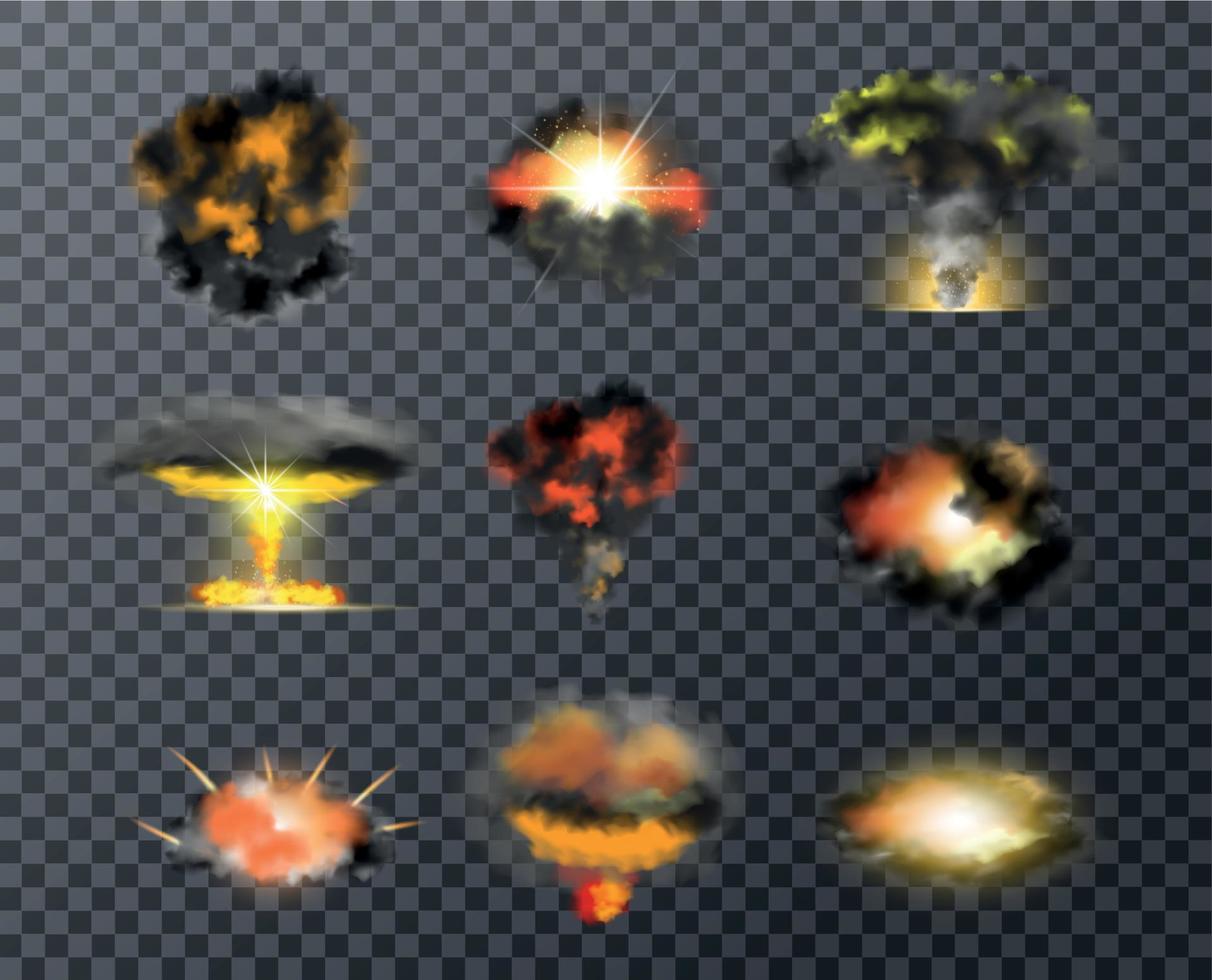 Explosions Realistic Set vector